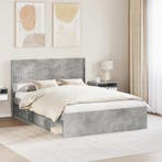 vidaXL Bedframe met opbergruimte en hoofdbord Betongrijs 160, Verzenden
