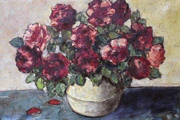 Jacobus Doeser (1884-1970) - Stilleven met rode rozen in