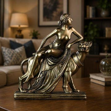 sculptuur, Riding Panther Sculpture Greek Mythology Venus, Antiek en Kunst