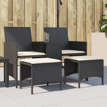 vidaXL Tuinbank 2-zits met tafel en voetenbanken poly rattan, Verzenden, Nieuw