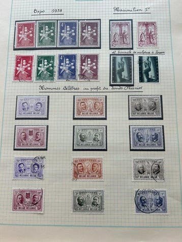 België 1957/1958 - Dubbele verzameling, voornamelijk, Timbres & Monnaies