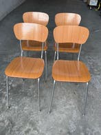 Stoel - Hout, Metaal - Set van vier vintage stoelen met