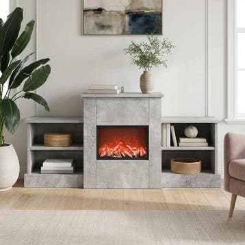 vidaXL Elektrische haard Betonkleurig 110 x 30 x 50 cm, Maison & Meubles, Verzenden