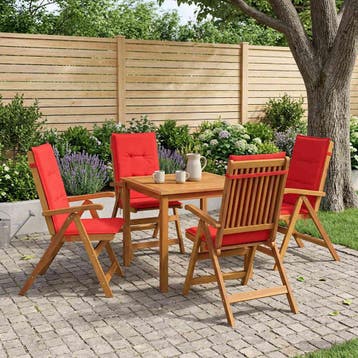 vidaXL 5-delige tuin eetset Naturel Massief Acacia Hout, Verzenden, Nieuw