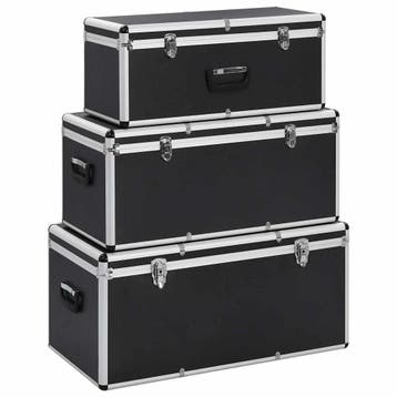 vidaXL Opbergkoffers 3 st aluminium zwart, Verzenden, Nieuw