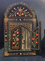 Artisanale - Miroir en bois peint à la main avec volets