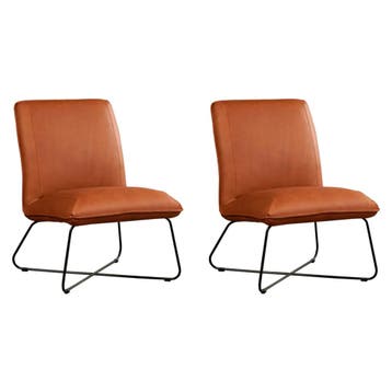 Set van 2 Leren fauteuils Less - Rancho Cognac (cognac), Nieuw, Ophalen of Verzenden, 50 tot 75 cm, Leer