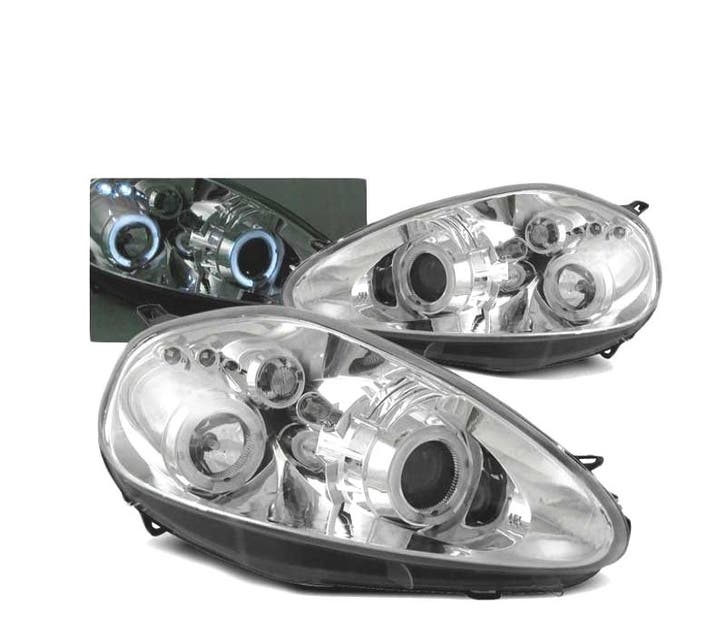 Phares Led Angel Eyes Pour Fiat Grande Punto 05-08 Chromé, Auto-onderdelen, Verlichting, Verzenden