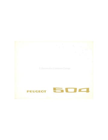 1968 PEUGEOT 504 SEDAN BROCHURE NEDERLANDS, Boeken, Nieuw