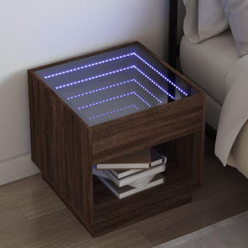 vidaXL Nachtkastje met Infinity LED 50x50x50 cm bruin, Verzenden, Nieuw