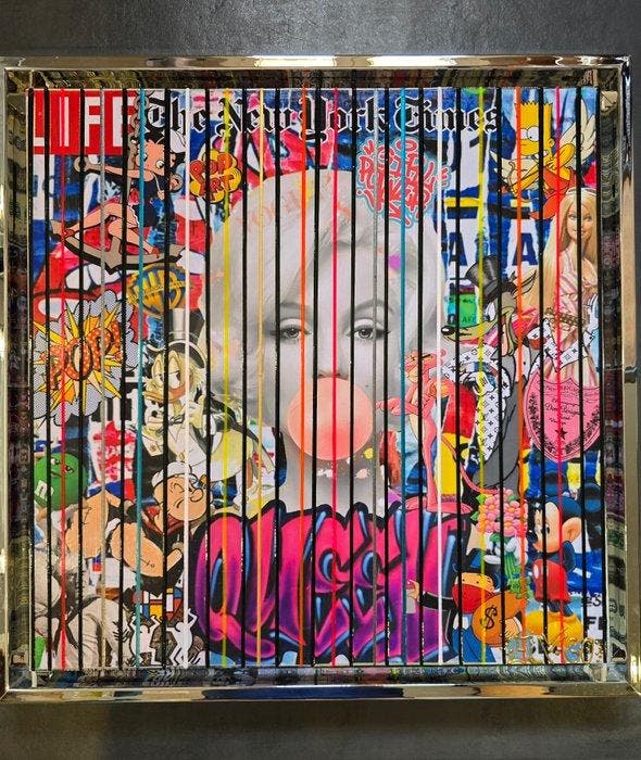 Elmago - Iconic marilyn pop bubble codebarre (large), Antiquités & Art, Art | Peinture | Moderne