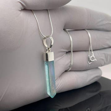 Argent - Pendentif - Aigue-marine naturelle
