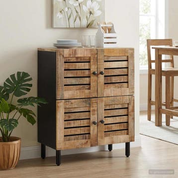 vidaXL Opbergkasten Naturel 60 x 33 x 75 cm Massief Mango, Verzenden