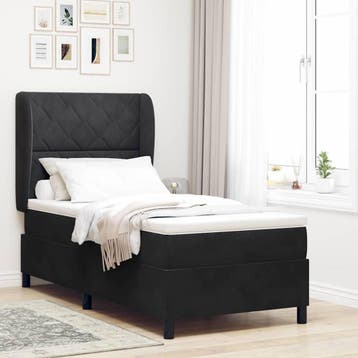 vidaXL Boxspring bed met hoofdeinde Zwart 190 x 90 cm, Verzenden, Nieuw