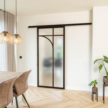 Stalen Schuifdeur koofsysteem Brons 5 Vlaks rond Kathedraalg, Nieuw, Metaal, 75 tot 150 cm, 150 tot 225 cm