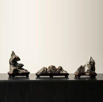 Pierre, Bois - Collection de 3 suiseki japonais (pierres de, Antiquités & Art
