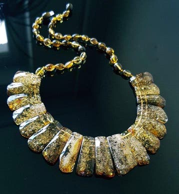 Ambre Collier en ambre baltique naturel vert, très rare- 30