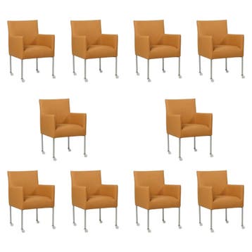 Set van 10 Leren eetkamerstoelen Desire - Toledo Sabbia, Ophalen of Verzenden