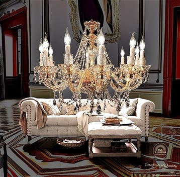SLC Illumina - MG - Lustre - Cristal - Parisyenne 12 Luci, Antiek en Kunst