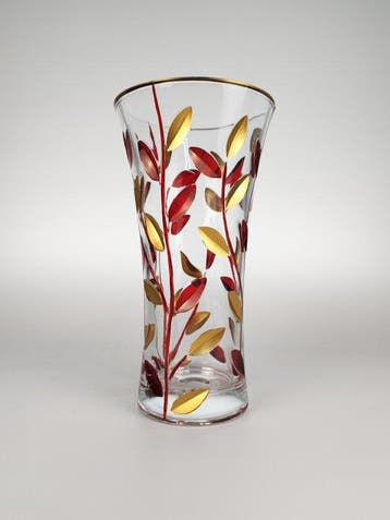 Secoloventesimo - Vase - Vase aux feuilles rouges dorées -