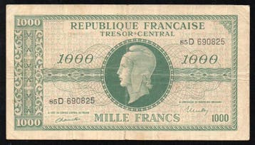 1 000 Francs France Frankreich 1000 Francs Marianne 1945..., Verzenden, België