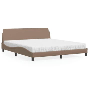 vidaXL Bed met matras Dover kunstleer cappuccinokleurig, Huis en Inrichting, Slaapkamer | Bedden, Verzenden, Nieuw