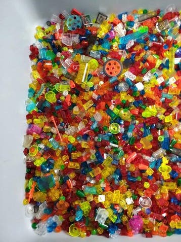 Lego - geen serie - Partij transparante onderdelen +/- 1000