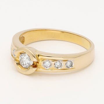 Bague - 14 carats Or jaune Diamant (Naturelle), Nieuw