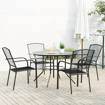 vidaXL 5-delige Tuinset stapelbaar gepoedercoat staal, Verzenden, Nieuw, Tuinset