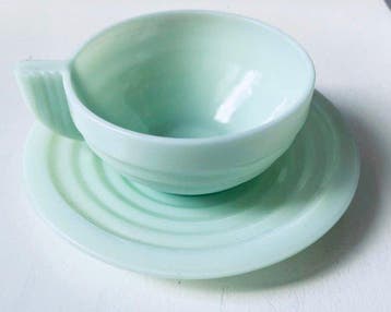 ARCOPAL - Set theekopjes (8) - ART DECO - Opaline glas -