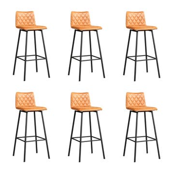 Set van 6 Leren barkruk Catch hoog - Vintage Cognac, Ophalen of Verzenden
