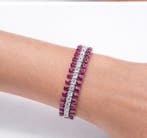 Armband - 18 karaat Witgoud - 7.65ct. tw. Robijn - Diamant