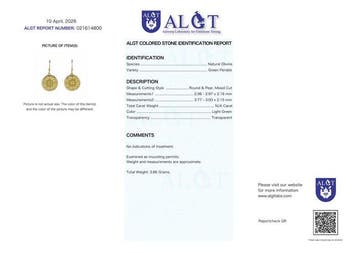 Zonder minimumprijs - Oorbellen Zilver - Peridot -, Nieuw