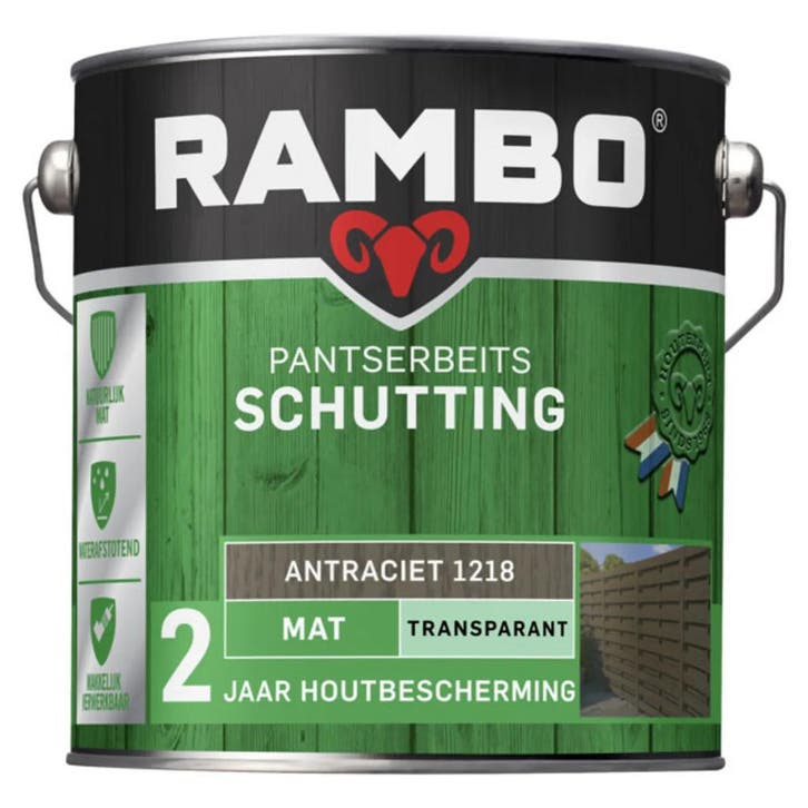Rambo Pantserbeits Schutting Mat Transparant Antraciet 2.5L, Bricolage & Construction, Peinture, Vernis & Laque, Envoi