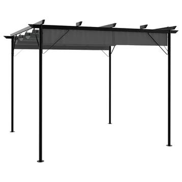 vidaXL Pergola met uittrekbaar dak 180 g/m² 3x3 m staal, Verzenden