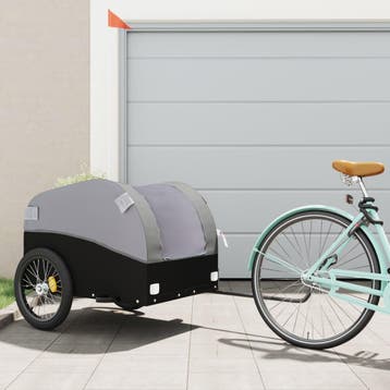 vidaXL Fietstrailer 45 kg ijzer zwart en grijs, Verzenden, Nieuw