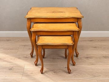 Elegante set van drie bijzettafels – jaren 80 – warme, Antiek en Kunst