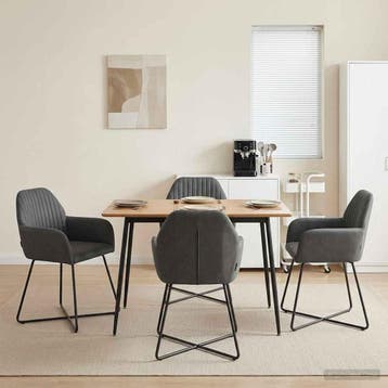 vidaXL Eetstoelen 4 st fluweel Donkergrijs 55 x 50 x 84 cm, Verzenden, Nieuw
