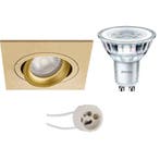 LED Spot Set 5W - Kantelbare Vierkante Inbouwspot Mat Goud m, Verzenden, Nieuw