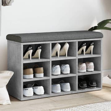 vidaXL Schoenenbank 82x32x50 cm bewerkt hout betongrijs, Huis en Inrichting, Verzenden, Nieuw