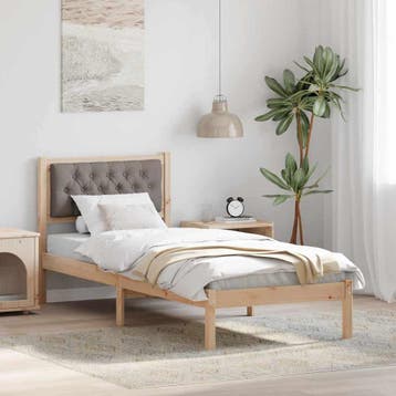 vidaXL Bedframe met hoofdeinde Taupe 80 x 200 cm Massief, Verzenden, Nieuw