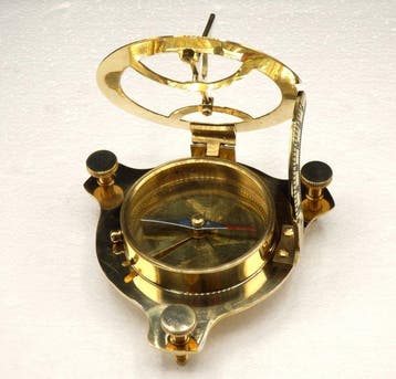 Boussole marine - Laiton - Nautisch Kompas met Zonnewijzer, Antiek en Kunst