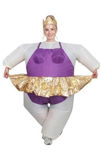 KIMU® Opblaas Kostuum Ballerina Paars Opblaasbaar Pak Ballet, Ophalen of Verzenden, Nieuw
