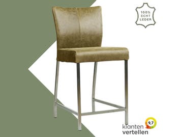 Leren barkruk Revolt laag - Vintage Olive (olijf/groen) -, Nieuw, Leer, Ophalen of Verzenden, 90 cm of meer