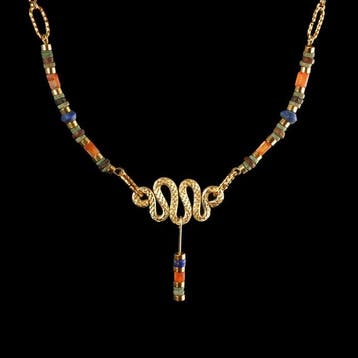 Oude Egypte, late periode Halsketting met lapis lazuli,