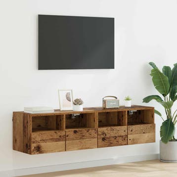 vidaXL TV Wandkasten 2 st Oud Hout Bewerkt hout, Verzenden, Nieuw