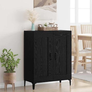vidaXL Dressoir Zwart Eiken 69,5 x 34 x 90 cm Bewerkt hout, Verzenden