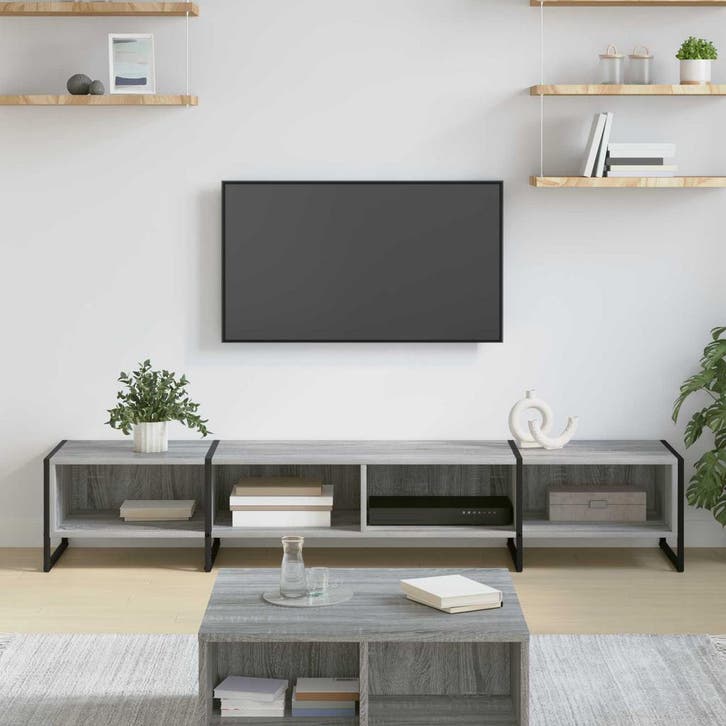 vidaXL TV Kast Grijs Sonoma 170.5 x 36 x 30.5 cm Bewerkt, Huis en Inrichting, Kasten |Televisiemeubels, Nieuw, Verzenden