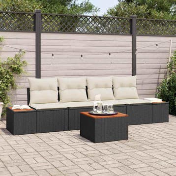 vidaXL Tuinbank Set met kussen met opslag 5 pcs Zwart Poly, Verzenden, Nieuw