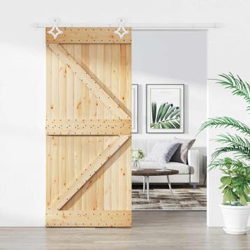 vidaXL Schuifdeur Natuurlijk en Wit 90 x 210 cm Massief, Verzenden